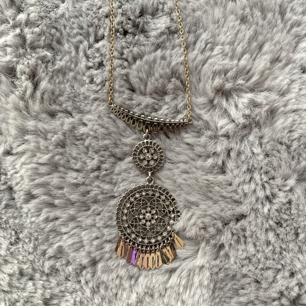 Silver & Gold tone Dreamcatcher Necklace